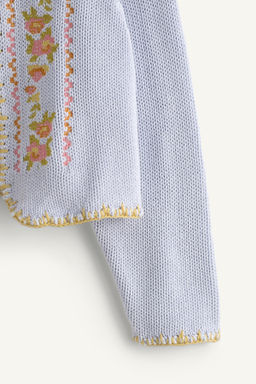 C?RDIGAN PUNTO FLORES BORDADAS PUNTO DE CRUZ LIMITED EDITION / Celeste - Zara фото 8