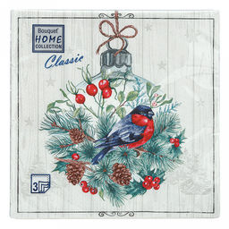 Салфетки бумажные Bouquet Home Collection Classic 33х33см, 3-х слойные, 20 штук в упаковке, 100% целлюлоза, Сказочное украшение (Россия)  фото 2