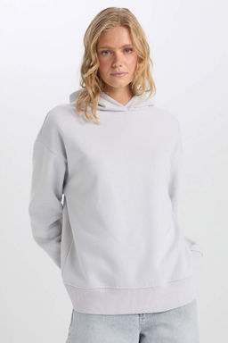 Relax Fit Kapusonlu Kal?n Basic Duz Sweatshirt - Defacto фото 2