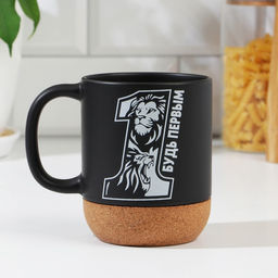 Кружка керамическая с пробковым дном Будь первым, 400 мл