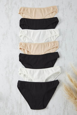 TRENDYOLMILLA Cok Renkli 7li Paket Pamuklu Fitilli Klasik Orme Kulot THMAW25KU00027