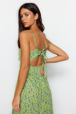 TRENDYOLMILLA Yesil Cicek Desenli Duz Kesim Y?rtmac Detayl? Viskon Midi Dokuma Elbise TWOSS23EL02085 фото 12