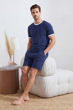 Indigo Regular Fit Yaka Ve Kol Kontrast Detayl? Pamuklu Pijama Tak?m? TMNSS26PT00016