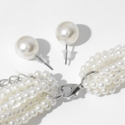 Набор 2 предмета: серьги, бусы «Жемчужный со стразами», цвет белый, 40см