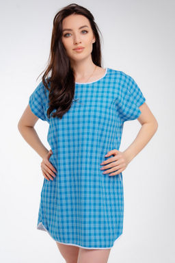 Туника женская Социал клетка голубая
