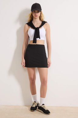 Siyah Cizgili 2 Katmanl? Ici Sortlu Orme Spor Sort Etek THMSS26SR00001 - Trendyolmilla фото 2