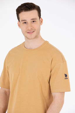 Erkek Camel Oversize Bisiklet Yaka Ti__rt