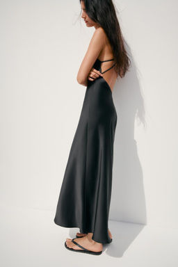 SATIN MIDI DRESS WITH STRAPS ON THE BACK - Zara фото 5