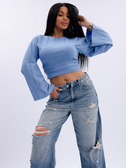 Лонгслив "Аида 3" голубой, кулирка с лайкрой