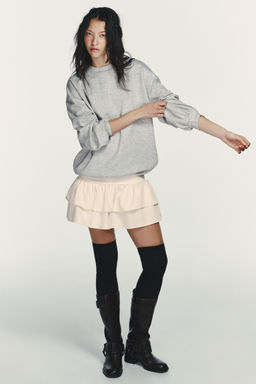 SHORT DRESS WITH CONTRAST RUFFLES