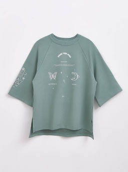 CONTE Oversize-футболка из футера с удлиненной спинкой LD 1632 green