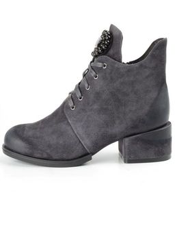 04-R181-2 GREY Ботинки зимние женские (натуральная замша, натуральный мех) - Фабричный китай фото 9