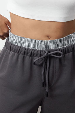 Antrasit Lastik Bel Detayl? Straight/Duz Kal?p Orme Esofman Alt? Pantolon TWOAW25EA00013 - Trendyolmilla фото 4