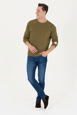 U. S. Polo Assn Мужской комфортный свитшот цвета хаки с круглым вырезом - U.s. polo assn фото 4