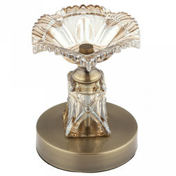 Подсвечник стеклянный "Гвоздика" h14,5см, чаша д11см, h3,4см, нескользящее основание д9,1см, металлическая ножка, бронзовый, в коробке (Китай)