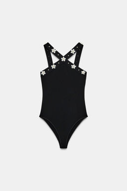 FLORAL STRETCH HALTER BODYSUIT - Zara фото 5