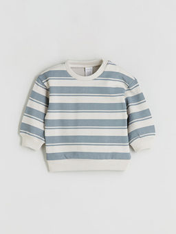 Bisiklet Yaka ?izgili Erkek Bebek Sweatshirt ve E?ofman Alt