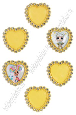 Крышечка со стразами "Сердечко" (10 шт) SF-3632, желтый №015