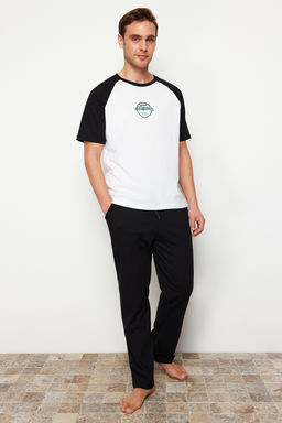 TRENDYOL MAN Siyah Beyaz Bask?l? Reglan Kol Regular Fit Orme Pijama Tak?m? TMNSS24PT00014 - Trendyolmilla фото 2