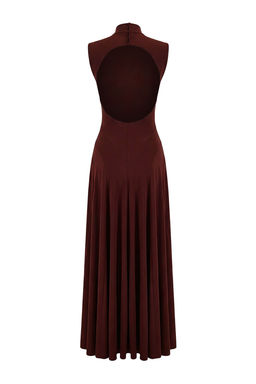 Koyu Kahverengi Orme S?rt Detayl? Elbise TPRAW26EL00129