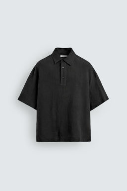 CAMISA POLO 100% LINO / Negro - Zara фото 7