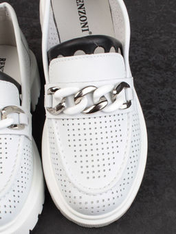 03-PDD153-1 WHITE Лоферы женские (натуральная кожа)