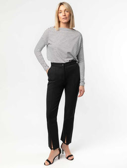 VILATTE / Узкие прямые брюки из плотной эластичной ткани, с разрезами  фото 3