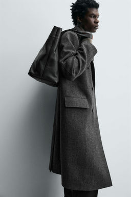 LIMITED EDITION WOOL BLEND HERRINGBONE DOUBLE-BREASTED COAT - Zara фото 6
