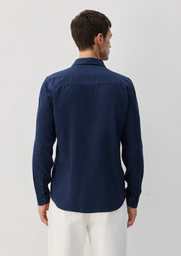 Lacivert Tencel TM Lyocell Gomlek - Mavi фото 4