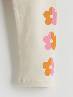 Beli Lastikli ?i?ekli K?z ?ocuk Tayt