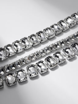 Чокер-колье Сияние трио, цвет белый в серебре, 36 см