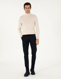 Темно-синие брюки узкого кроя из плотной ткани - Cacharel фото 3