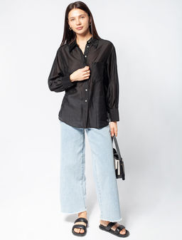 VILATTE / Блузка из полупрозрачного лиоцелла с натуральным шелком  фото 9