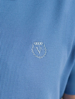 Футболка-поло из фактурного трикотажа - Vilatte фото 3