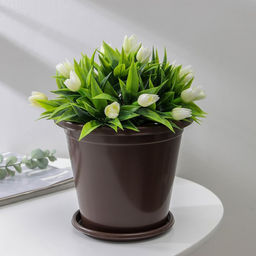 Цена за 2 шт. Горшок для цветов с поддоном «Альтернатива. Эконом», 2 л, пластиковый, коричневый