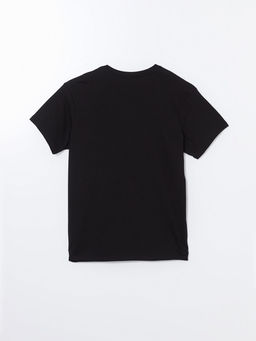 LC Waikiki Siyah Bisiklet Yaka Bask_l_ Kad_n Ti__rt