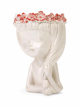 Декоративное кашпо для цветов Девушка с косой, 80 мл, 11?8?8 см, гипс, белое - Хорошие сувениры фото 6