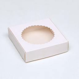 Цена за 6 шт. Коробка сборная, белая, с окном, 11.5×11.5×3 см