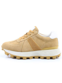 04-PCJ98-5 SAND Кроссовки демисезонные женские (натуральная замша, текстиль)