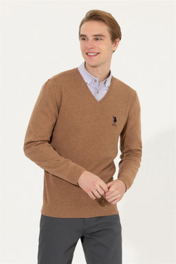 Мужской коричневый трикотажный свитер Basic - U.s. polo assn фото 8