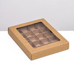 Коробка для 20 конфет, крафт, 17.7×22×3.5 см