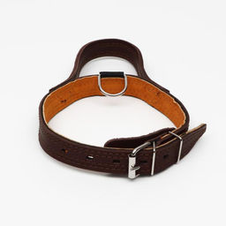 Ошейник кожаный тройной, с ручкой, 57 х 2.5 см, ОШ 35-45 см, коричневый - Пижон фото 2