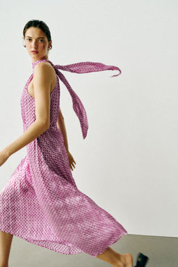 VESTIDO MIDI LUNARES LAZO / Rosa / Lila - Zara фото 2