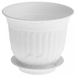 "Ландыш" Горшок для цветов пластмассовый 1л, с поддоном, д14см, h12см, резной орнамент, морозостойкий полипропилен, т.м. NECO (Россия)