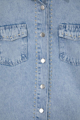 A__k Mavi Trok Detayl_ Regular 100% Pamuk Oversize Denim G_mlek Ceket TWOSS26GO00003 - Trendyolmilla фото 6