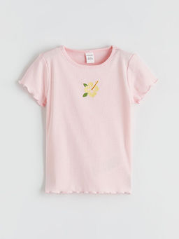 Bisiklet Yaka Nak??l? F?rf?rl? K?z ?ocuk Ti??rt