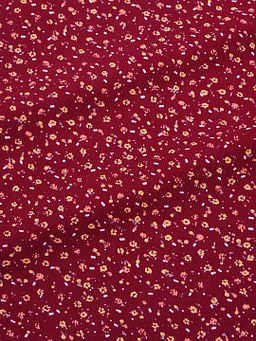 Микровельвет Маленькие лютики на темно-малиновом, ш.1.1м, хлопок-100%, 130гр/м.кв