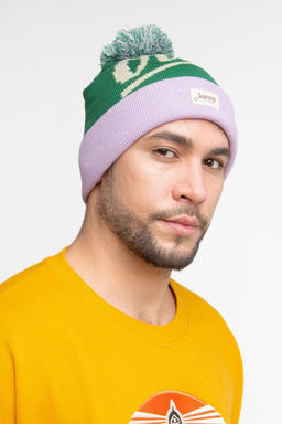Шапка ЗАПОРОЖЕЦ Ogon Pumpon/Огонь Помпон GREEN/PURPLE