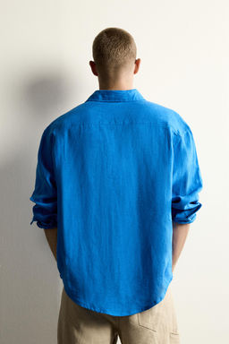 CAMISA RELAXED FIT 100% LINO / Azul el?ctrico - Zara фото 3