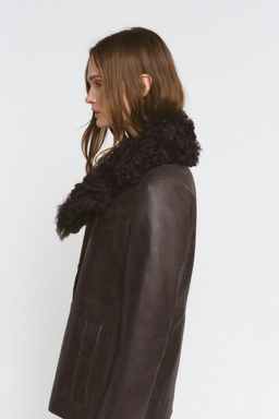 LEATHER JACKET WITH SHEEPSKIN COLLAR ZW COLLECTION LIMITED EDITION - Zara фото 5